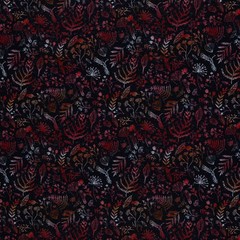 1M X 1.50M Autumn Fruits Red-Brown French Terry Christiane Zielinski Fabric