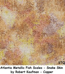 Atlantia Metallic Fish Scales Snake Skin cotton quilt fabric Kaufman BTY Silver