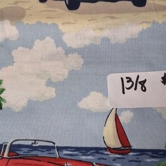 Concord Fabrics CF0999 Chevrolet Bel Air Beach Cars Print Fabric 1 3/8 Yards
