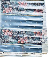 VTG “Wiliamsburg Cherubins “by Waverly Floral Stripe LAMINATED 54” X 18″Remant