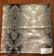 CLARKE & CLARKE Ornato Jewel in Charcoal 17 1/2 x 17 3/4″ Damask Fabric Sample