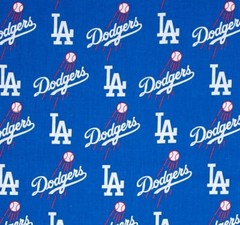 LOS ANGELES DODGERS ALLOVER PRINT 100% COTTON FABRIC BY THE 1/2 YARD MLB