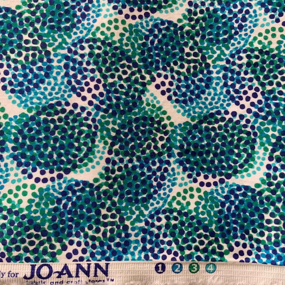 Fabric Cotton Print Aqua Blue Green Ovals Woven Stretch Abstract 4 1/2 yds
