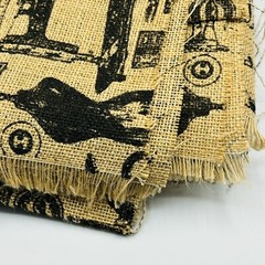 Sewing Theme Burlap Fabric Beige Black 1+ Yard x 48” Scissors Pins Mannequin