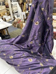 FAUX SILK FLOWERS EMBROIDERED~DRAPERY UPHOLSTERY Sold By The Yard