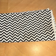 Black & White Chevron Print Cotton Fabric Piece, Suitable for Crafts & Quilting