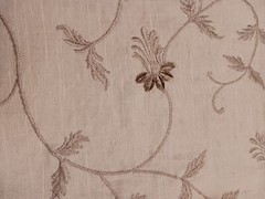 Randolph Alexander Linen Blend Floral Embroidered Fabric Samples Tan Blue Brown