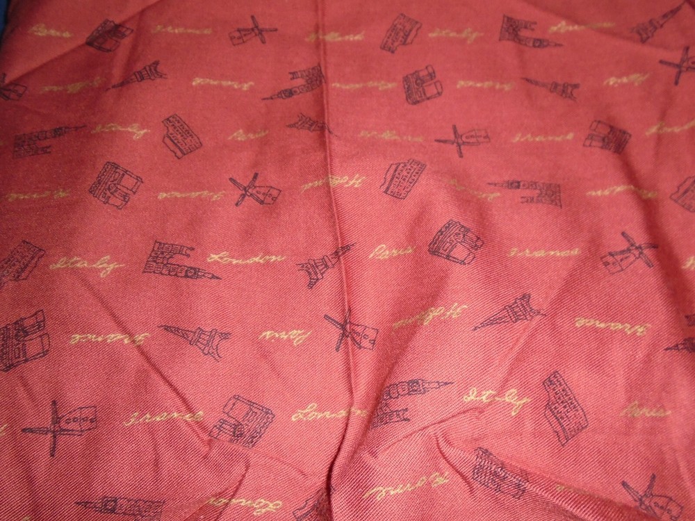 Paris Fabric, Unknown Year & Maker, Measures 42 x 2 1/2 Yards, Cotton, Maroon