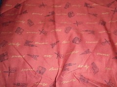 Paris Fabric, Unknown Year & Maker, Measures 42 x 2 1/2 Yards, Cotton, Maroon
