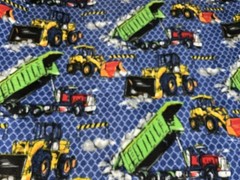 Construction Equipment Dump Truck Bulldozer Fleece Fabric, 60” Wide, Sold BTY