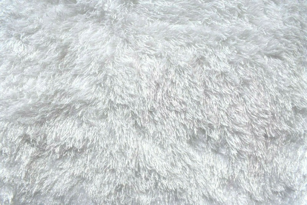 WHITE SHAGGY NO STRETCH POLYESTER KNIT FABRIC SEMI SHEER 15X60 INCHES