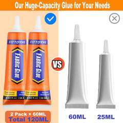 Fabric Glue Permanent 60ML Clear Washable Clothing Adhesive for Patches
