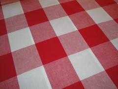 Dunroven House 3 Inch Farmhouse Check Red White Woven Cotton Homespun Fabric