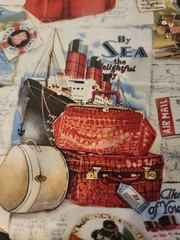 Cotton fabric #B27-ATA33-P01 travel, Brother Sister Design Studio 2008 1 yard