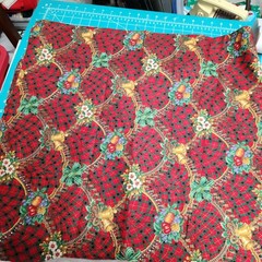 Joan Kessler Concord Fabrics Christmas Tartan Bells Fruit Cotton 1 Yard