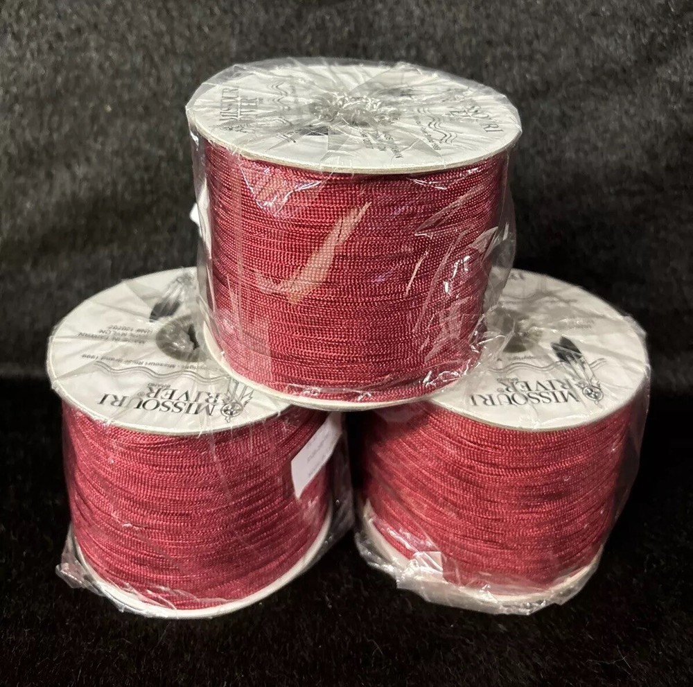 Missouri River Brand Flat Fringe Spool 100% Nylon Red New 3 Full Spools