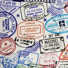 fabric traditions Travel Stamp Fabric Passport Print Cotton Sewing Quilt 1 yard