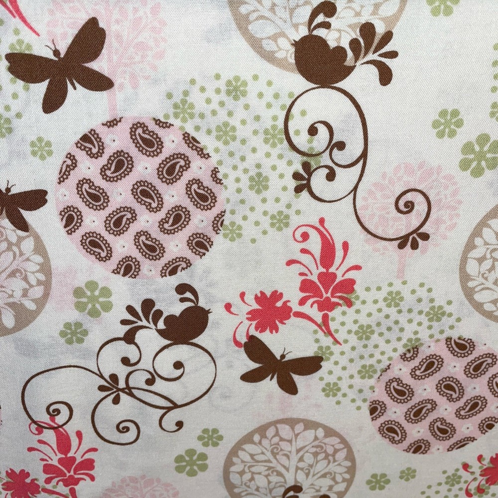 Richloom Butterflies Paisley Print Quilting Decorator Fabric 42” x 27” Vintage