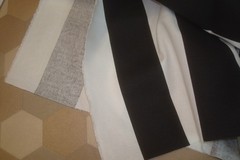2 Yds Premier Prints Fabric Cotton Black Off White Wide Stripe Upholstery 55″w