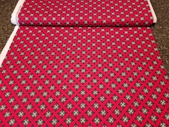 Laredo BTY Quilting Treasures Turquoise Green Black White Medallion on Deep Red