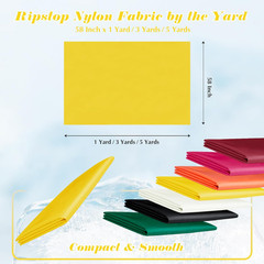 Ripstop Nylon Fabric, 1 Yard X 58 Inch, Yellow | Polyester Fabric, Waterproof, f
