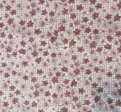 Pretty Feedsack Flour Sack Repreduction Fabric Rosy Pink & Mauve Flowers 22×44″