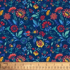 Pioneer Woman “Mazie All Over” Navy Fabric Precut 1 Yard (44/45 in W x 36 in L)