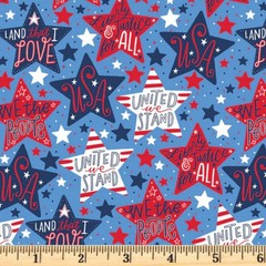 Patriotic Minis Light Blue America Stars 6054LB 4th Fabric Half yd cont cuts