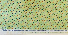 “The Cat Party” Polka Dot Fabric By Red Rooster Fabrics Green White Orange BTHY