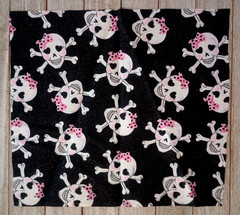 Skull Crossbones Pink Bow Sparkle Fabric 11″ by 10″ Sewing Crafting Piece