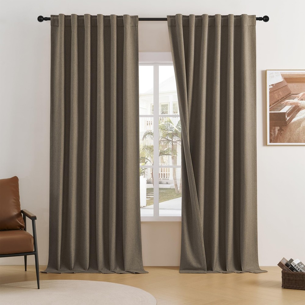 Brown Curtain 96 Inches Long for Bedroom/Living Room Thermal Insulated Black …