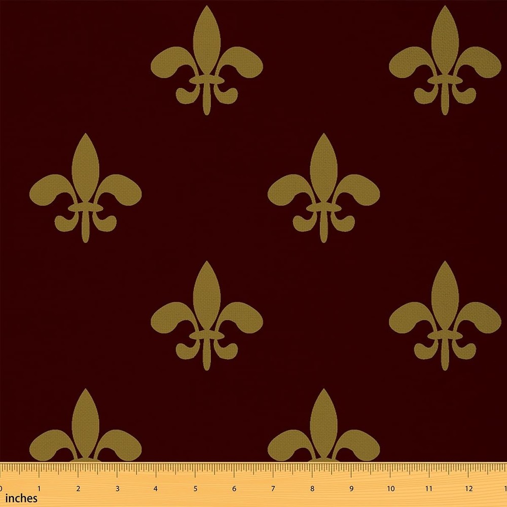 Feelyou Fleur De Lis Fabric, Vintage Royal Floral Upholstery, 108″ x 58″