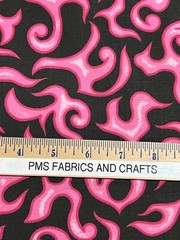 MDG On Fire 100% cotton fabric by the yard like Motorcycle flames – Black & Pink