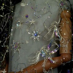 Colorful Sequins Stars Unicorn Lace Fabric Wedding Constellation Lace Fabric 1YD