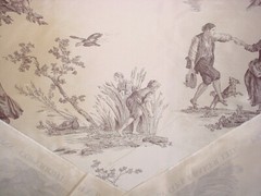 18-5/8Y GP & J Baker BP10149 Seasons Taupe Printed Silk Toile Upholstery Fabric