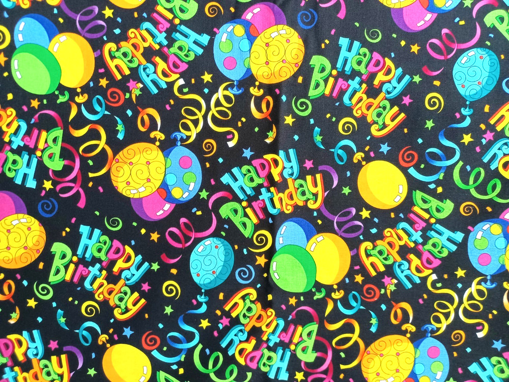 Happy Birthday Party Balloons Quilt Fabric BTY 45″ wide 100% Cotton NEW