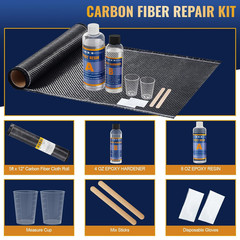 Carbon Fiber Repair Kit 5ft x 12in Cloth Roll Epoxy Resin Hardener Set