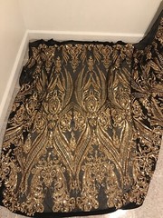 Black Gold 4way stretch sequin Lace fabric 50” Width Sold By The Yard