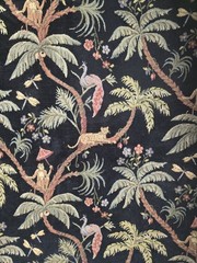 Vintage Jungle Print Velvet Tapestry Fabric Monkeys Leopard Remnants