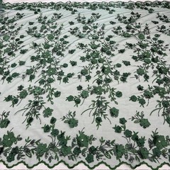 3D Floral Lace Fabric by Yard – Luxury Embroidered Bridal Mesh VT-35