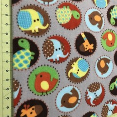 Animals Gray 19” X 60” Fleece fabric #197a