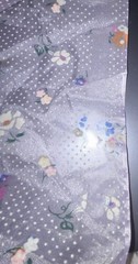 VTG Lavender Nylon Fuzzy Flocked Dotted Swiss & Florals 26″x9″ + Remnant