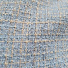 Soft Sky Blue & Rich Cream Tahari Fine Yarn Boucle Suiting – Elegant, Chic!
