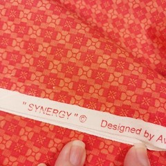 2yds Synergy Coral Orange & Dark Pink Geometric Floral Print Avlyn Inc