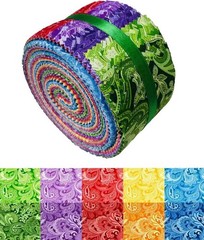 Jelly Roll Fabric 40 Strips 2.5×44 Inch 10 Assorted Colors Cotton Quilting