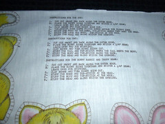Vtg Spring Mills Cut & Sew Fabric Panel Pillow Animals Pastel Cat Dog Bear Bunny