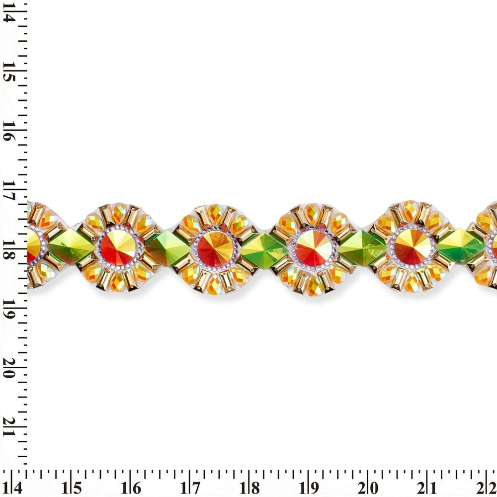 Daisy Resin Rhinestone Iron On Gel Backed Trim Sold By The Yard