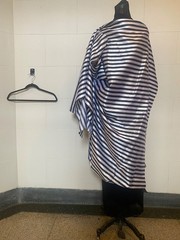 Silk Taffeta lightweight black / pearl gray stripes distinct textured surface
