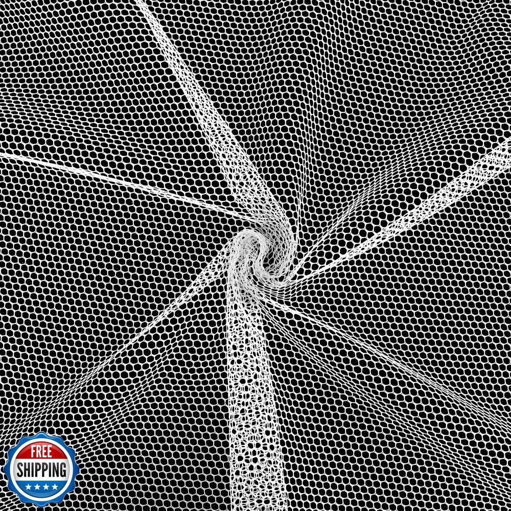 FSWCCK White Mesh Fabric, 62 x 59 Inch Soft Mesh Netting Slightly Stretchy fo