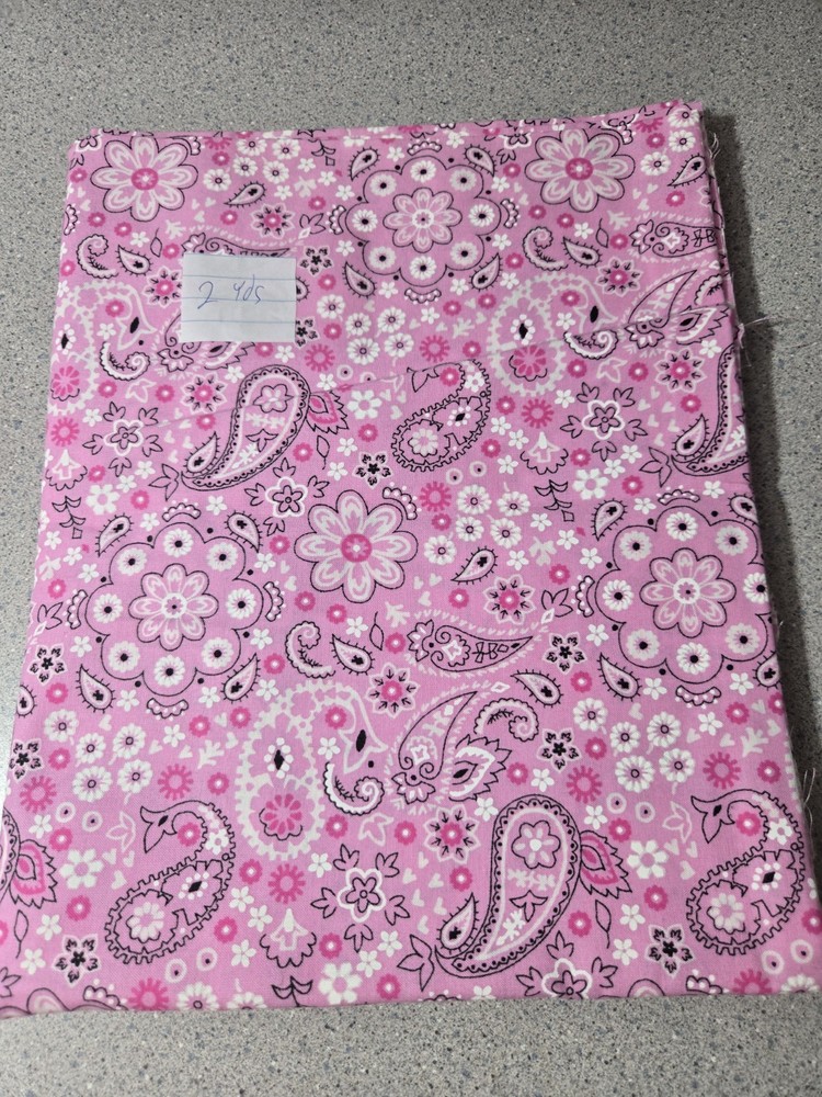 2007 Fabric Traditions Pink Paisley Floral 2 Yards